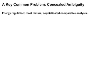 Energy regulation: most mature, sophisticated comparative analysis…
A Key Common Problem: Concealed Ambiguity
 