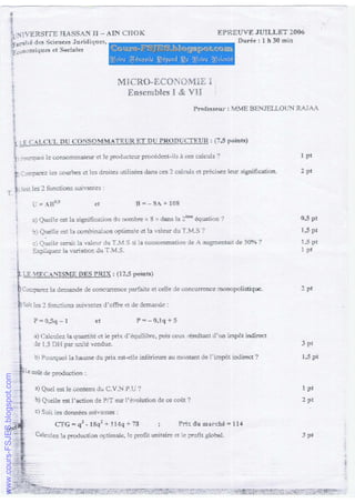 S1 examen microéconomie semestre 1_www.cours-fsjes.com