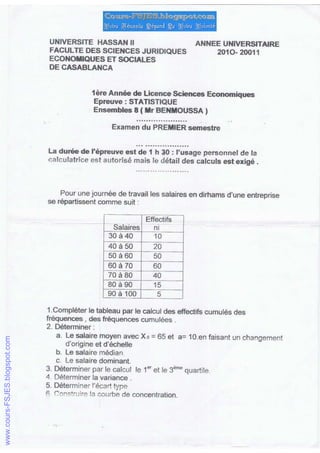 S1 examens statistiques_descriptives_semestre 1 www.cours-fsjes.com