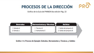 PROCESOS DE LA DIRECCIÓN
Gráfico de la Guía del PMBOK 6ta edición Pág. 22
 