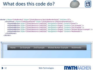 What does this code do?
Web Technologies12
 