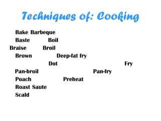 the best culinary terminiologyes for student of hospitality .ppt