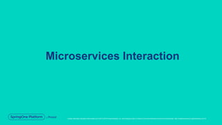 Unless otherwise indicated, these slides are © 2013-2019 Pivotal Software, Inc. and licensed under a Creative Commons Attribution-NonCommercial license: http://creativecommons.org/licenses/by-nc/3.0/
Microservices Interaction
 