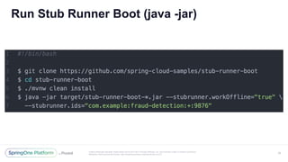 Unless otherwise indicated, these slides are © 2013-2017 Pivotal Software, Inc. and licensed under a Creative Commons
Attribution-NonCommercial license: http://creativecommons.org/licenses/by-nc/3.0/
Run Stub Runner Boot (java -jar)
38
 