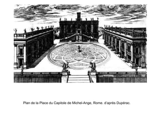 Plan de la Place du Capitole de Michel-Ange, Rome. d’après Dupérac.
 