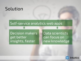 Solution 
Self-service analytics web apps 
Decision makers 
get better 
insights, faster 
Data scientists 
can focus on 
new knowledge 
 