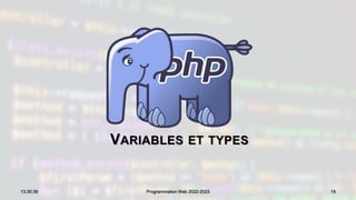 VARIABLES ET TYPES
19
13:30:39 Programmation Web 2022-2023
 