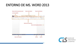 ENTORNO DE MS. WORD 2013 
 