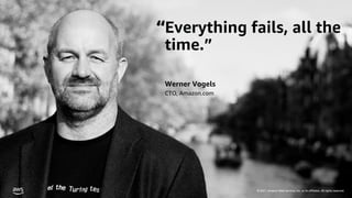 © 2023, Amazon Web Services, Inc. or its affiliates. All rights reserved. Amazon Confidential and Trademark.
금융 고객을 위한 RESILIENCY IN THE CLOUD WORKSHOP 2023
FINANCIAL SERVICES |
Everything fails, all the
time.”
Werner Vogels
CTO, Amazon.com
© 2021, Amazon Web Services, Inc. or its affiliates. All rights reserved.
“
 