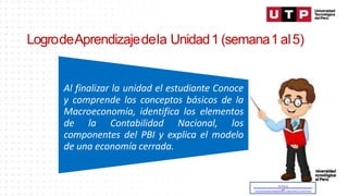 LogrodeAprendizajedela Unidad1(semana1al5)
Al finalizar la unidad el estudiante Conoce
y comprende los conceptos básicos de la
Macroeconomía, identifica los elementos
de la Contabilidad Nacional, los
componentes del PBI y explica el modelo
de una economía cerrada.
Recuperado de:
https://www.google.com/search?q=animado+profesor&tbm=isch&hl=es&ved=2ahUKEwjgp4yd
ytfoA
hU3CLkGHaJMAdQQrNwCKAB6BAgBEG8&biw=1349&bih=657#imgrc=narhoDFCtSP5aM
 