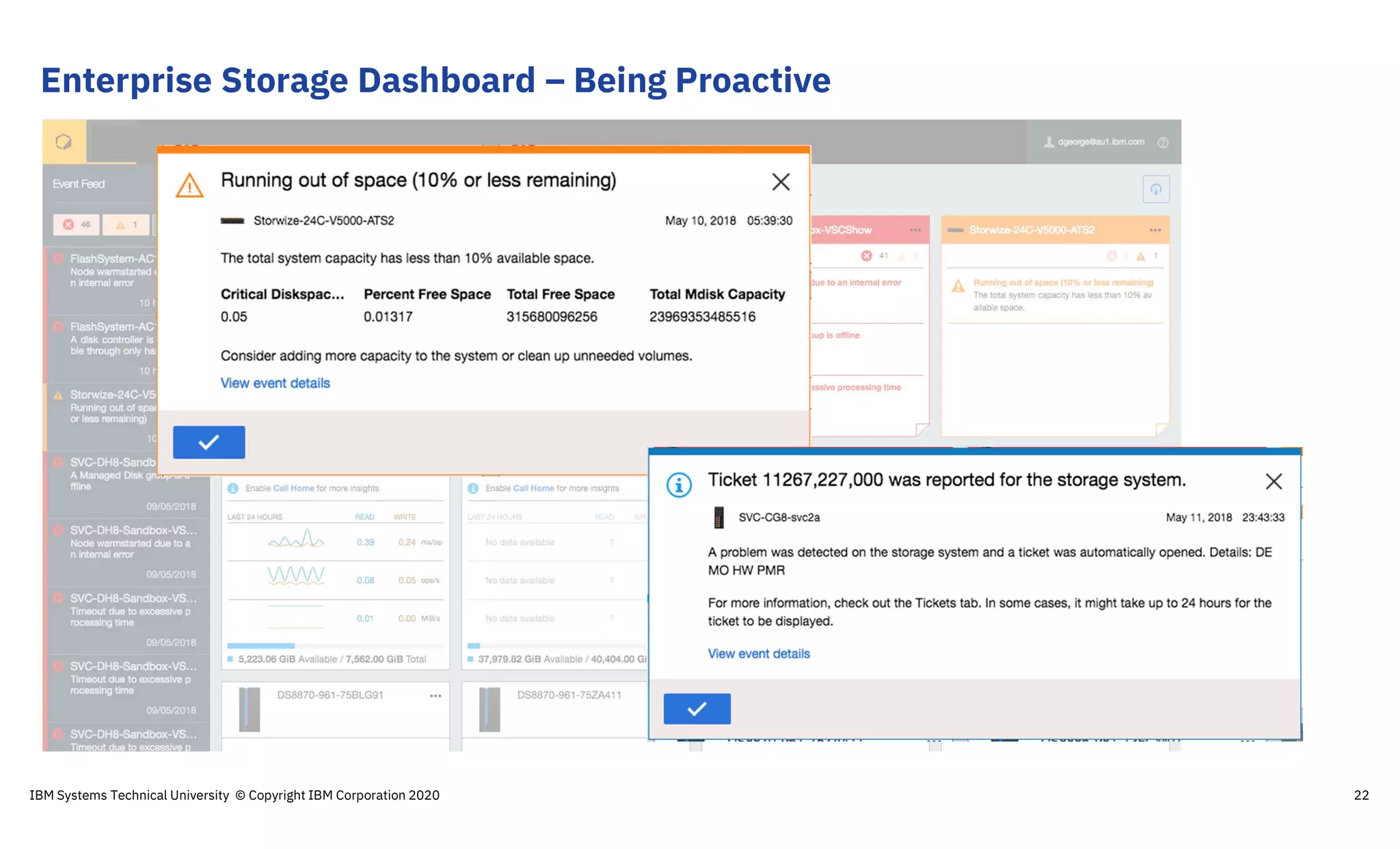 Enterprise Storage Dashboard – Being Proactive
22IBM Systems Technical University © Copyright IBM Corporation 2020
 