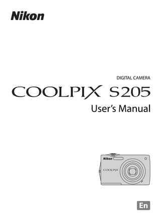 DIGITAL CAMERA

User’s Manual
No reproduction in any form of this manual, in whole or in part
(except for brief quotation in critical articles or reviews), may be
made without written authorization from NIKON CORPORATION.

En

YP0F01(11)

6MM87511-01

En

 