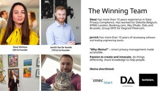 The Winning Team
Dessi has more than 10 years experience in Data
Privacy Compliance. Has worked for Deloitte Belgium,
KPMG...