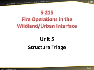 S-215

Unit 5
Structure Triage

Unit 5 – Structure Triage

Slide 5-1

 