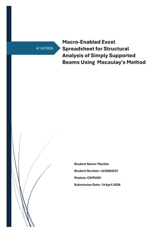 Macro-Enabled Excel Spreadsheet for Structural Beam Analysis Using ...