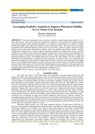 Leveraging Predictive Analytics to Improve Placement Stability in U.S ...