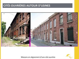 LARÉVOLUTIONINDUSTRIELLE
CITÉS OUVRIÈRES AUTOUR D’USINES
Maisons en alignement d’une cité ouvrière
 