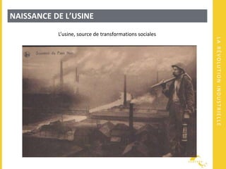 LARÉVOLUTIONINDUSTRIELLE
NAISSANCE DE L’USINE
L’usine, source de transformations sociales
 