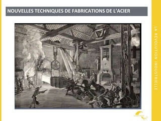 LARÉVOLUTIONINDUSTRIELLE
NOUVELLES TECHNIQUES DE FABRICATIONS DE L’ACIER
ET DE LA FONTE: LA MÉTALLURGIE.
 