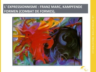 LARÉVOLUTIONINDUSTRIELLE
L’ EXPRESSIONNISME : FRANZ MARC, KAMPFENDE
FORMEN (COMBAT DE FORMES),
1914.
 