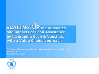 "Technical Assistance and Country Capacity Strengthening" Service
April 28, 2015
David Ryckembusch
and impacts of Food Assistance
the outcomes
by leveraging Cash & Vouchers
with a Value Chains approach
 