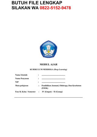 Modul Ajar Deep Learning PJOK Kelas 4 Semester 2 Terbaru 2026 | DOCX