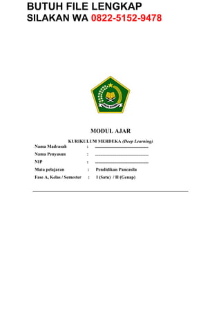 Modul Ajar Deep Learning Pendidikan Pancasila PKN Kelas 1 Semester 2 ...