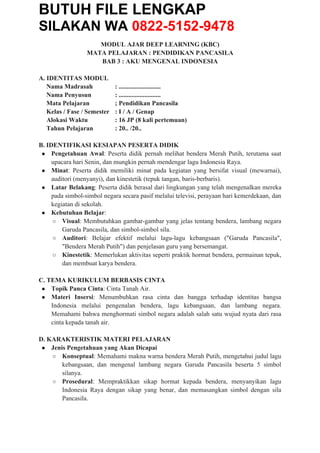 Modul Ajar Deep Learning Pendidikan Pancasila PKN Kelas 1 Semester 2 ...