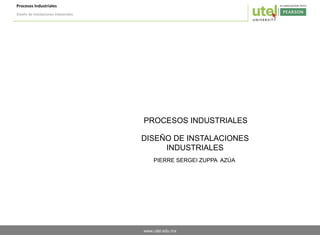 www.utel.edu.mx
Procesos Industriales
Diseño de instalaciones industriales
PROCESOS INDUSTRIALES
PIERRE SERGEI ZUPPA AZÚA
DISEÑO DE INSTALACIONES
INDUSTRIALES
 