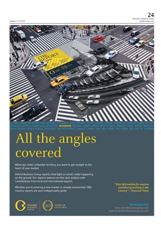 August 7-13, 2014
Myanmar Business Today
mmbiztoday.com
24
 