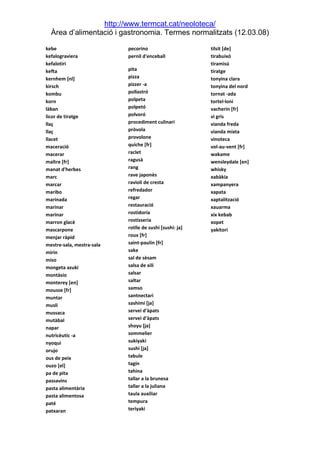 S2 vocabulari de cuina. termes normalitzats