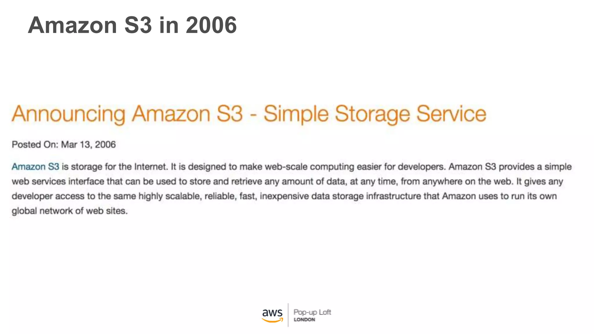 Amazon S3 in 2006
 