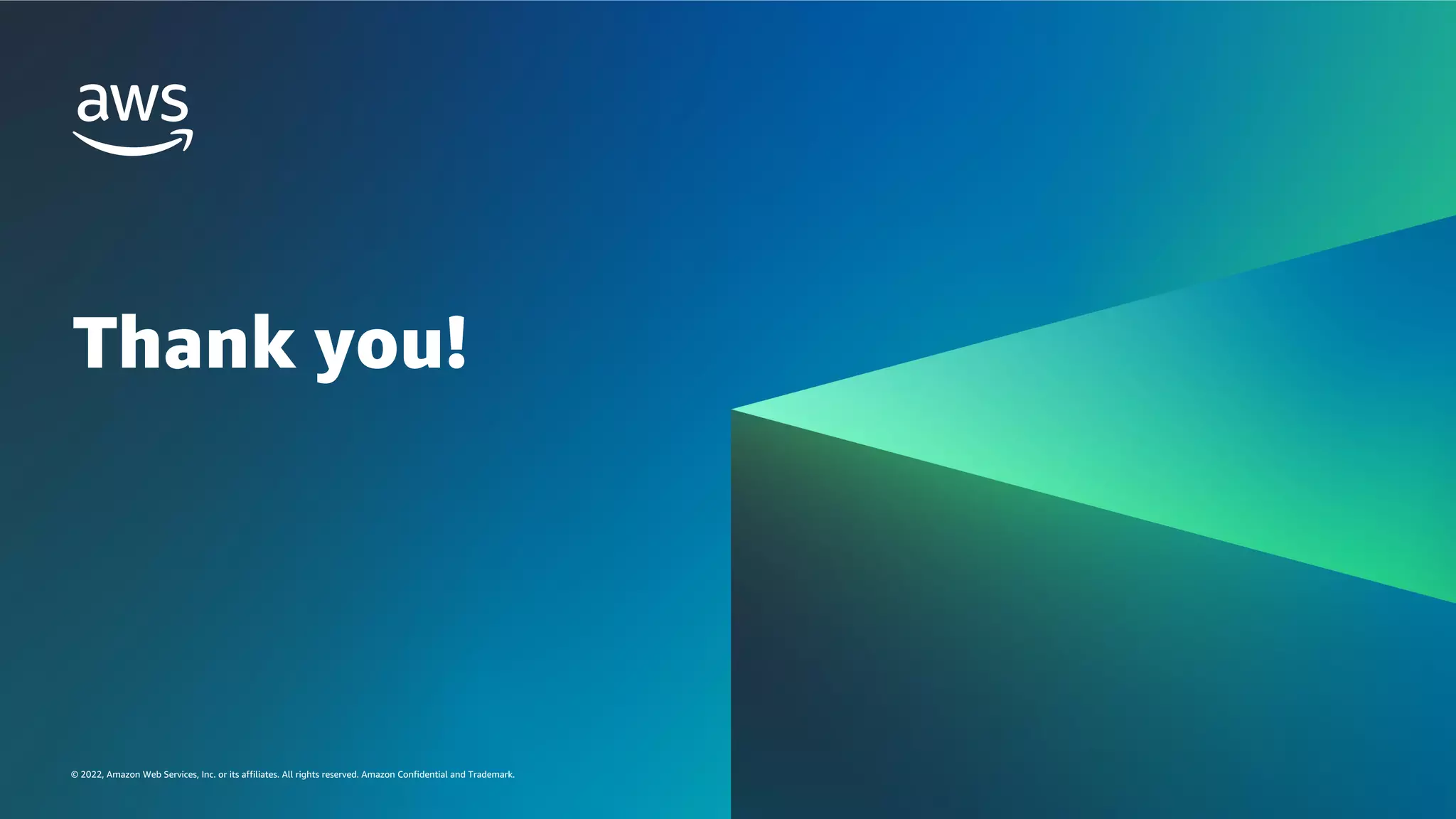 © 2023, Amazon Web Services, Inc. or its affiliates. All rights reserved. Amazon Confidential and Trademark.
금융 고객을 위한 RESILIENCY IN THE CLOUD WORKSHOP 2023
FINANCIAL SERVICES |
© 2022, Amazon Web Services, Inc. or its affiliates. All rights reserved. Amazon Confidential and Trademark.
Thank you!
 