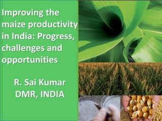 Improving the
maize productivity
in India: Progress,
challenges and
opportunities

   R. Sai Kumar
   DMR, INDIA
 