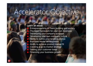 3© Copyright Society3 Refugee Accelerator 2016
#Society3
Hard to not succeed
When you exactly know
what you really love, the
VISION of it’s outcome will
mature rather quickly
Then find people who may
love what you do – find your
audience
You will find yourself
becoming of great value for
at least parts of our society
How can you fail?
 