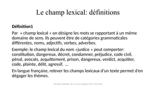 S3- Section 2- Vocabulaire- Le champ lexical.pptx