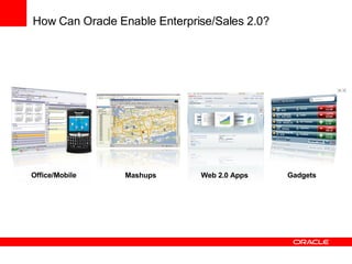 Mashups Web 2.0 Apps Gadgets Office/Mobile How Can Oracle Enable Enterprise/Sales 2.0? 