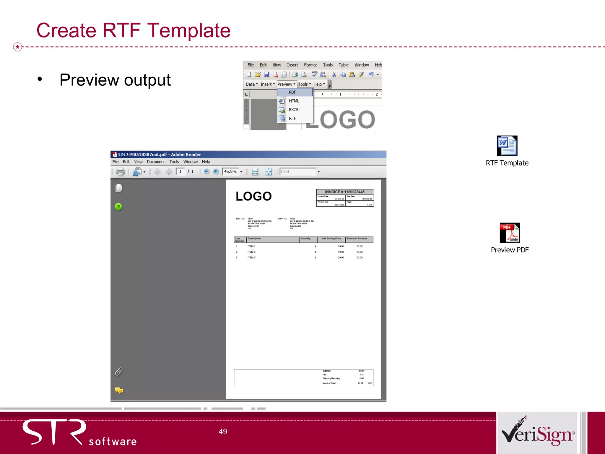 Create RTF Template Preview output 