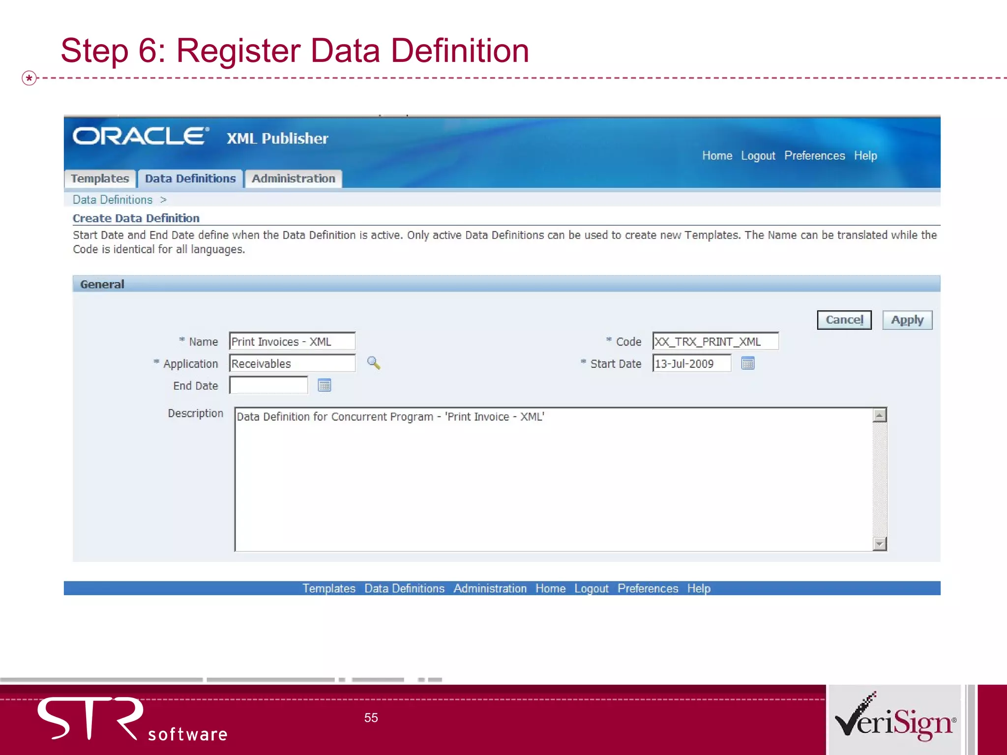 Step 6: Register Data Definition 