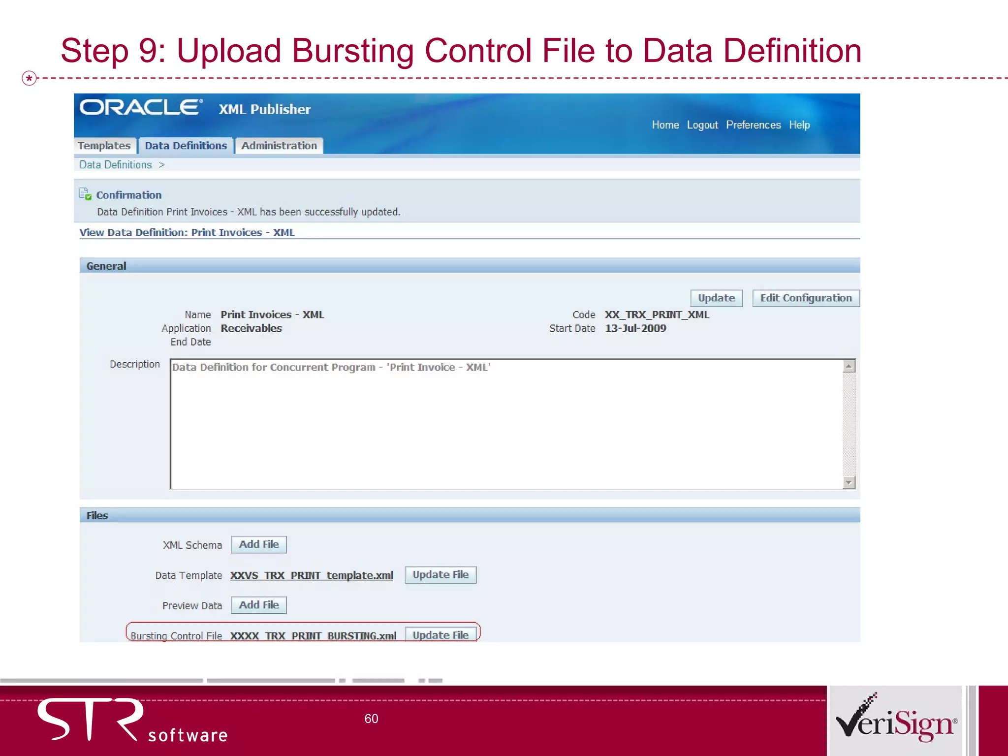 Step 9: Upload Bursting Control File to Data Definition 