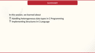 Comprehensive Guide to Structures in C Programming Language | PPTX