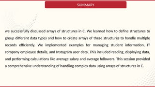 Comprehensive Guide to Arrays of Structures in C Programming | PPTX