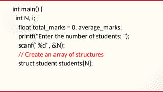 Comprehensive Guide to Arrays of Structures in C Programming | PPTX