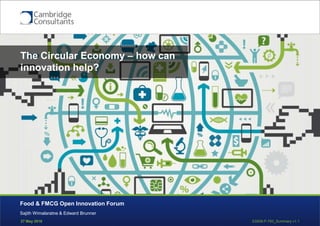 27 May 2016 S3908-P-793_Summary v1.1
Sajith Wimalaratne & Edward Brunner
Food & FMCG Open Innovation Forum
The Circular Economy – how can
innovation help?
 