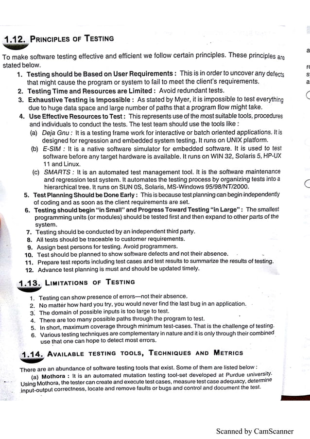 Unit 1 Software Testing (HANDWRITTEN+PRINTED NOTES) | PDF | Technology ...