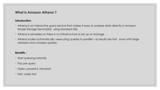 S3 + AWS Athena how to integrate s3 aws plus athena | PPTX