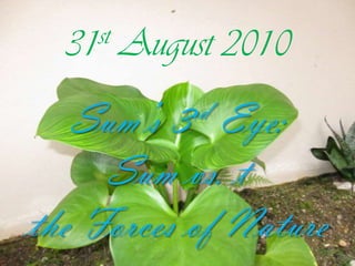 31st August 2010 Sum’s 3rd Eye: Sum vs. t the Forces of Nature 