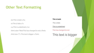 Other Text Formatting
 