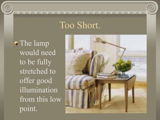 Too Short.
The lamp
would need
to be fully
stretched to
offer good
illumination
from this low
point.
 