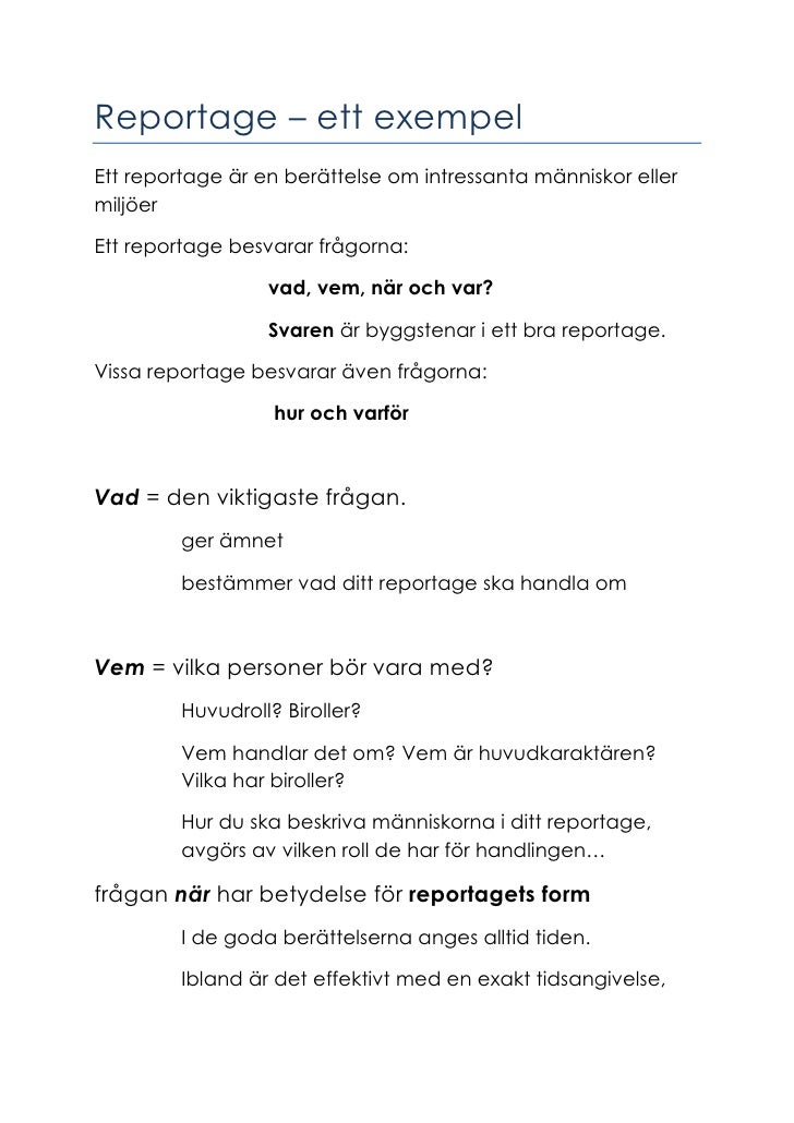 Texttyp reportage